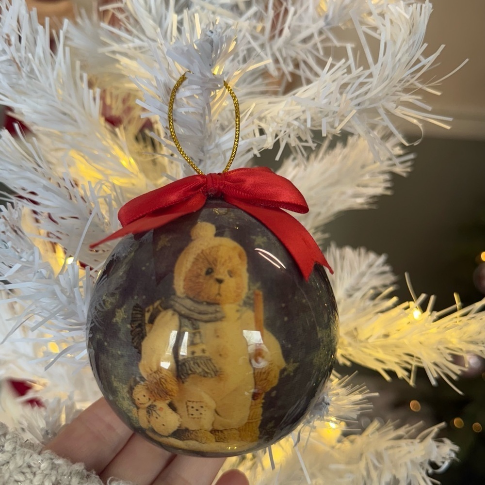 1996 Cherished Teddies Holiday Bear Ornament with Red Bow